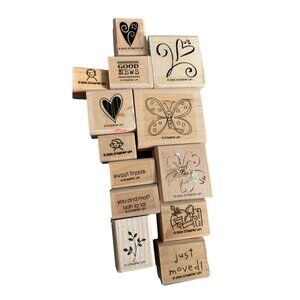 Stampin Up Rubber Wood Stamps Set of 13 Craft & Scrapbooking Supplies